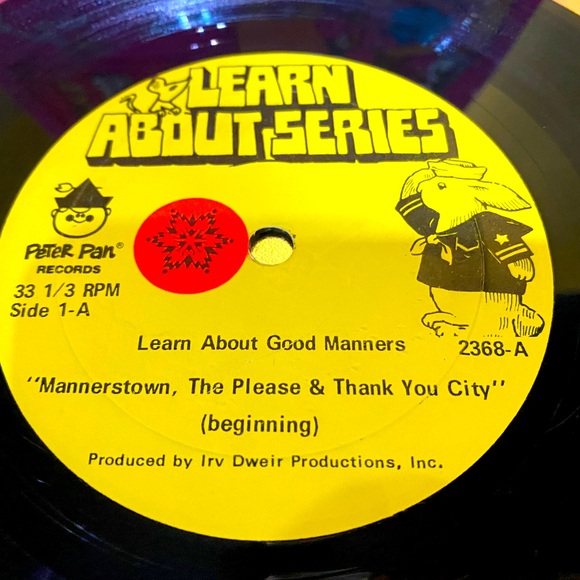 PETER PAN RECORDS VTG 60s ABOUT GOOD MANNERS VINYL RECORD LITTLE LP 2368 7” - Picture 8 of 10